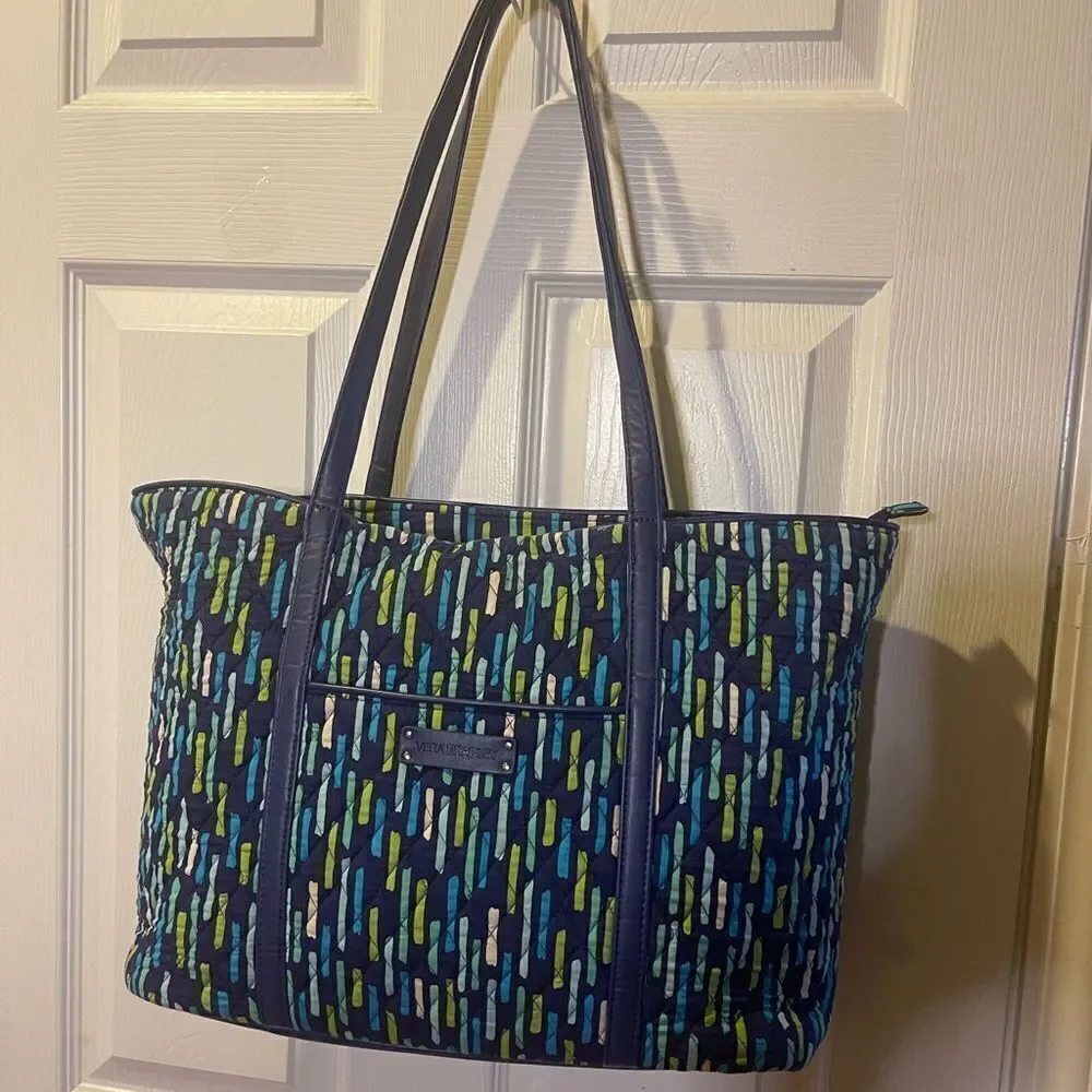 Vera Bradley Blue quilted Patterned Lap Top large Tote Bag.